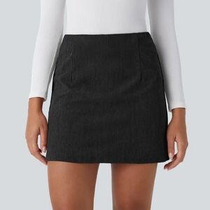 Halara High Waisted Invisible Zipper Corduroy Casual skirt/skort black XL nwt
